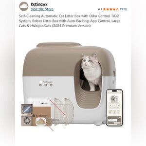Slightly Used - Self-Cleaning Automatic Cat Litter Box - Tan and White